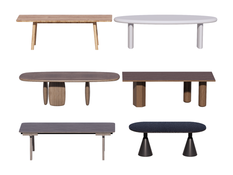 长桌 餐桌 茶桌 会议桌su模型