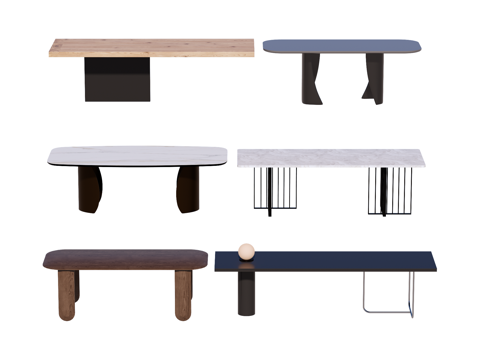 长桌 餐桌 茶桌 会议桌su模型