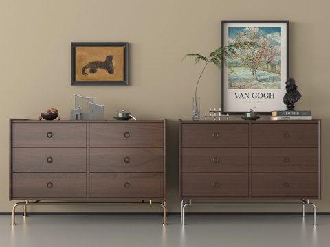 中古风玄关柜 边柜 装饰柜 装饰品摆件su模型