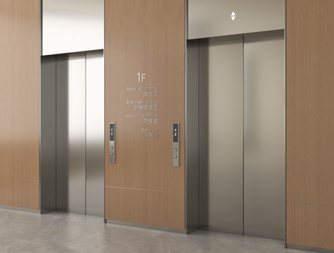 现代电梯间 升降梯 升降按钮su模型