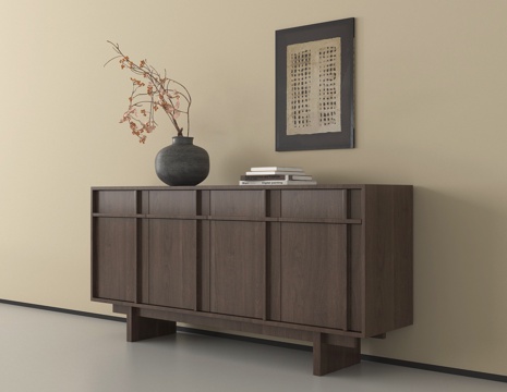 中古风玄关柜  边柜 矮柜 装饰柜su模型