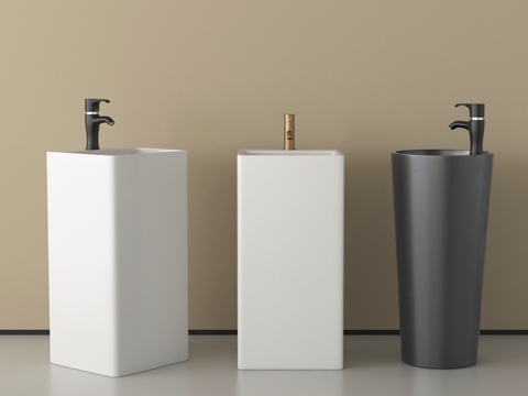 现代洗手池 洗手台 台盆 柱盆su模型