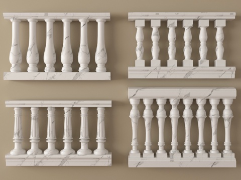 欧式栏杆 护栏 阳台护栏 宝瓶柱子su模型
