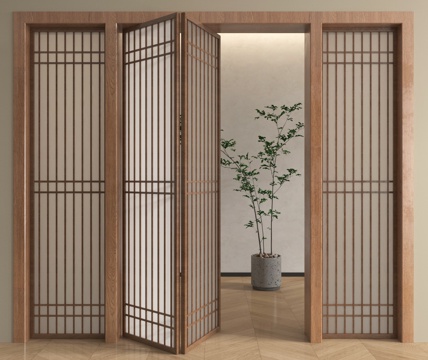 日式折叠门su模型