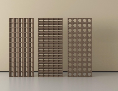 新中式屏风隔断 花格隔断su模型