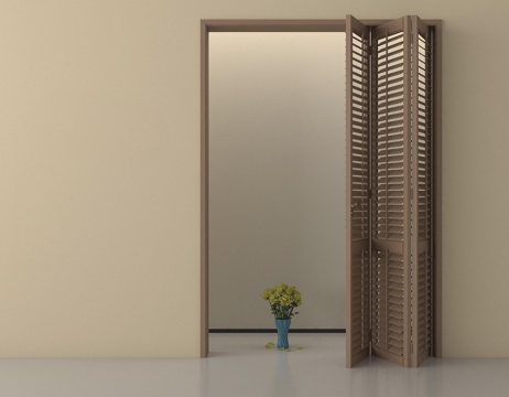 中古风折叠门 百叶折叠门su模型