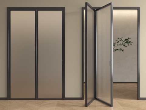 现代折叠门 玻璃门 阳台折叠门 厨房玻璃门su模型