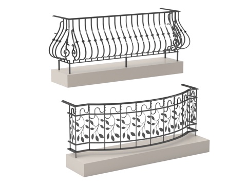 法式栏杆 铁艺栏杆 围栏护栏 阳台护栏su模型