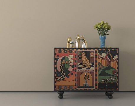 中古斗柜 装饰柜 储物柜 玄关柜su模型