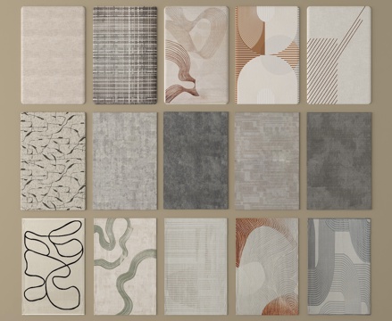 现代地毯组合 方形地毯 客厅地毯su模型