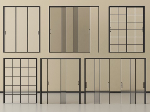 现代推拉门 移门 玻璃推拉门 厨房推拉门 阳台推拉门su模型