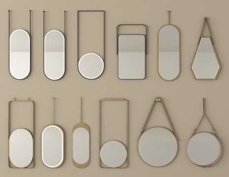 现代镜子 卫浴镜 装饰镜 化妆镜 全身镜su模型