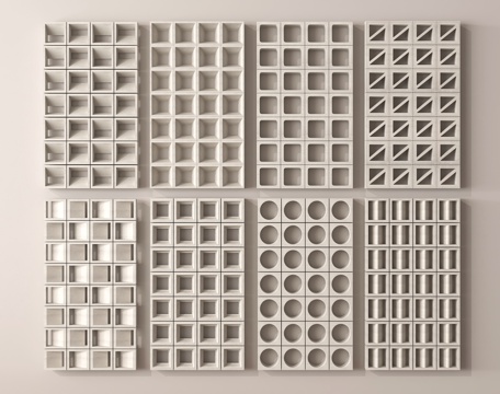 现代水泥砖隔断 水泥砖su模型