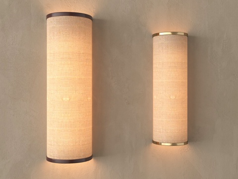 侘寂风壁灯 镜前壁灯 长条壁灯 布艺壁灯su模型