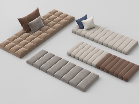 现代坐垫 沙发坐垫 榻榻米坐垫 飘窗坐垫su模型