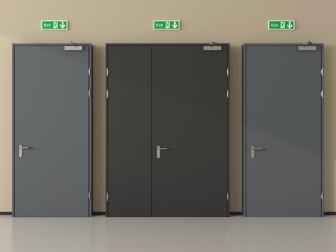 现代消防门 防火门 安全出口su模型