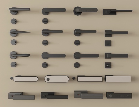 现代极简门把手 房门把手 门拉手su模型