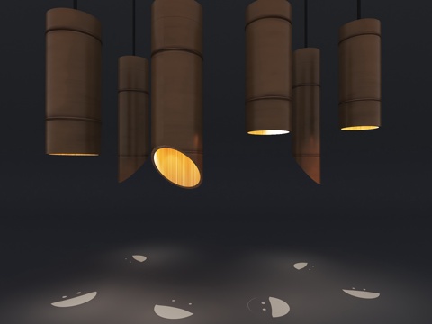 中式竹筒灯 竹筒庭院灯 创意景观灯 竹筒地灯 竹子灯 竹子装su模型