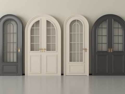 法式单开门 双开门 玻璃门 厨卫门 弧形门su模型