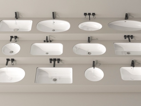 台盆 台上盆 洗手台 洗手盆 洗脸池 水龙头su模型