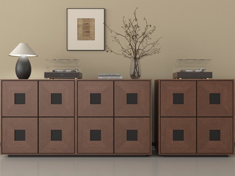 中古风玄关柜 边柜 斗柜 装饰柜 摆件su模型