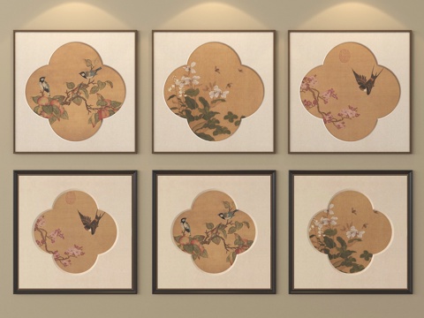 新中式挂画 装饰挂画su模型