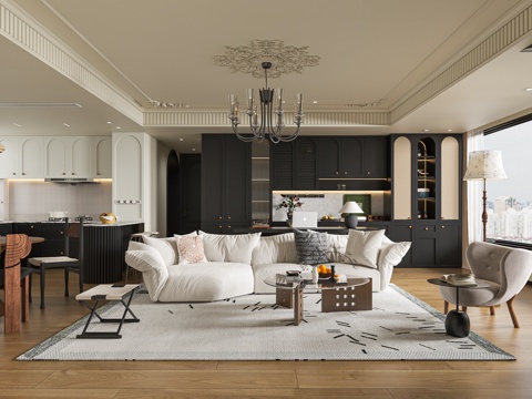  法式复古客餐厅3d模型 