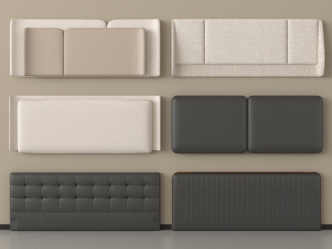  现代床靠背 床品 床头3d模型 