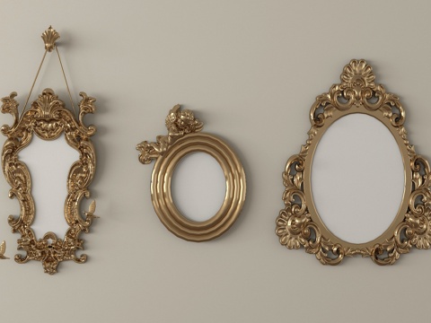 法式镜子 装饰镜 化妆镜 梳妆镜 浴室镜su模型