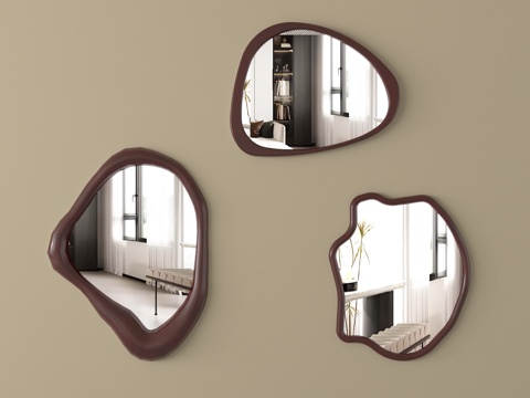 中古风镜子 化妆镜 装饰镜 落地镜su模型