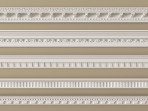 简欧石膏线 石膏构件 线条su模型
