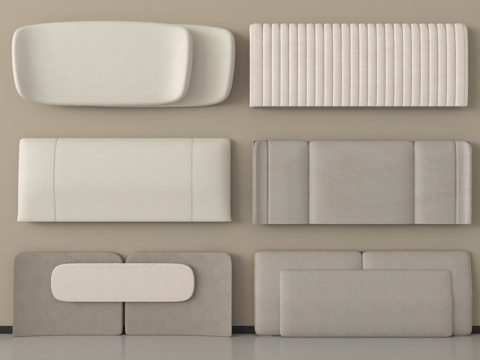 现代床靠背 床品 床头su模型