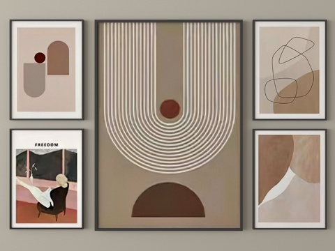 现代装饰挂画 挂画组合su模型