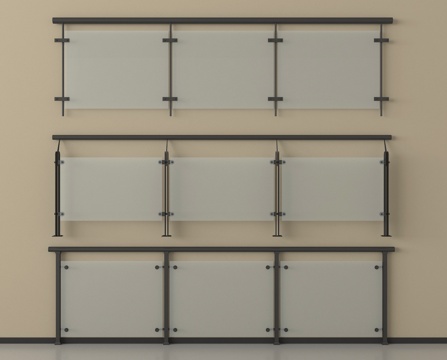 现代玻璃栏杆 玻璃护栏 玻璃围栏 阳台护栏su模型