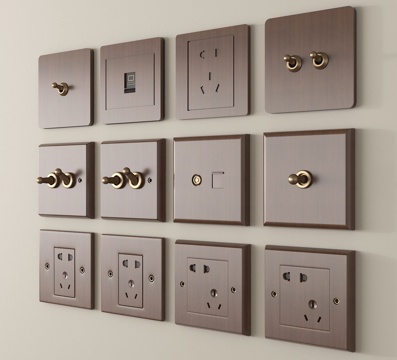 中古风开关插座组合su模型