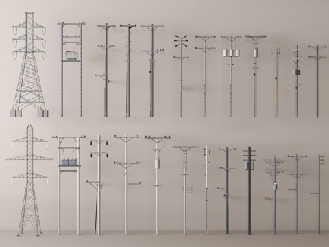 高压电塔 电线杆 电塔su模型