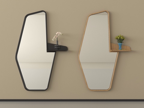 现代化妆镜 穿衣镜 装饰镜 异形镜su模型