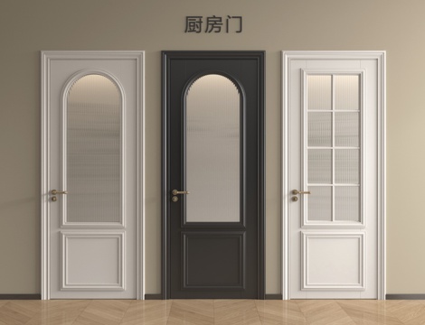 法式单开门 玻璃门 卧室门 厨卫门su模型