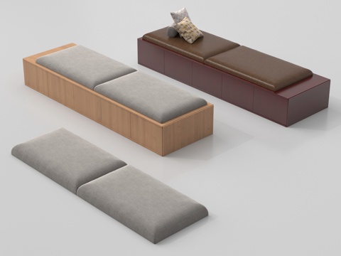 现代坐垫 沙发坐垫 卡座坐垫su模型