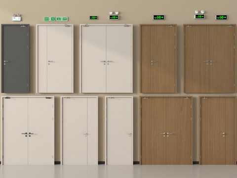 现代消防门 防火门 安全出口su模型