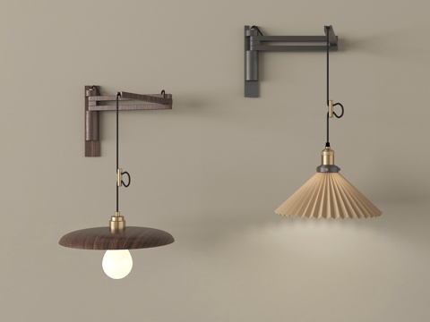 中古风壁灯 金属壁灯su模型