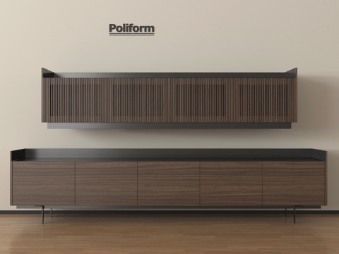 现代电视柜  落地电视柜 实木电视柜su模型