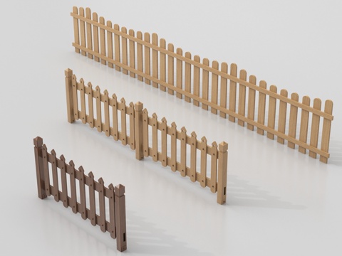新中式栅栏 围栏护栏 木栅栏 篱笆围墙su模型