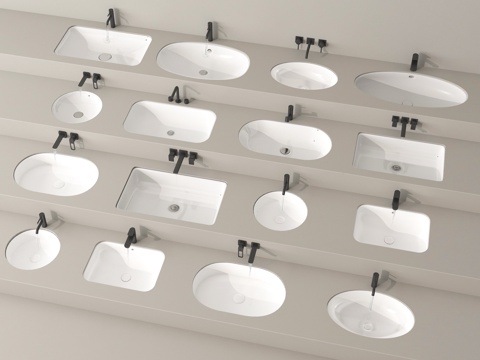 台盆 台上盆 洗手台 洗手盆 洗脸池 水龙头su模型