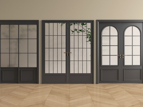 法式双开门  推拉门  玻璃门 厨卫门 阳台门su模型