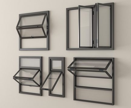 现代折叠窗 上下折叠窗su模型