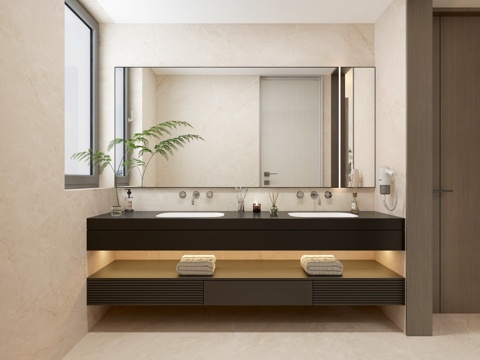  卫生间干区 双盆浴室柜3d模型 