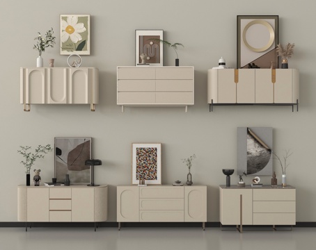 现代玄关柜组合 边柜  装饰柜 摆件su模型