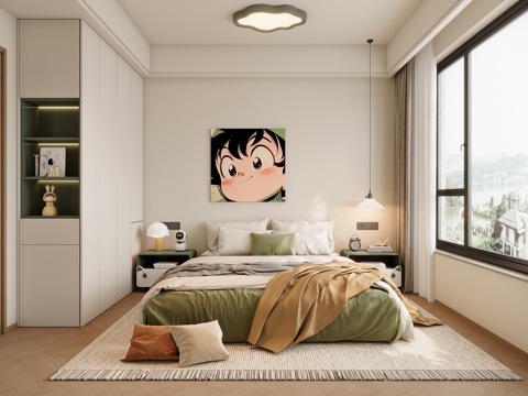  奶油风通用儿童房3d模型 