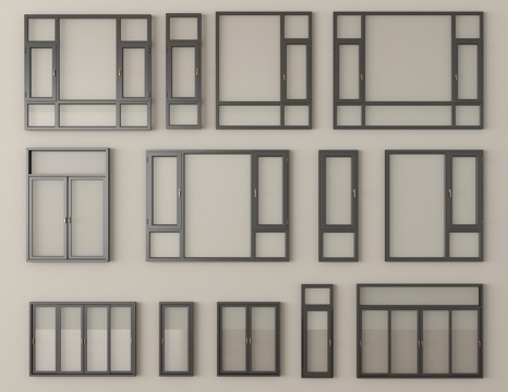 现代平开窗 推拉窗 阳台窗 落地窗su模型su模型